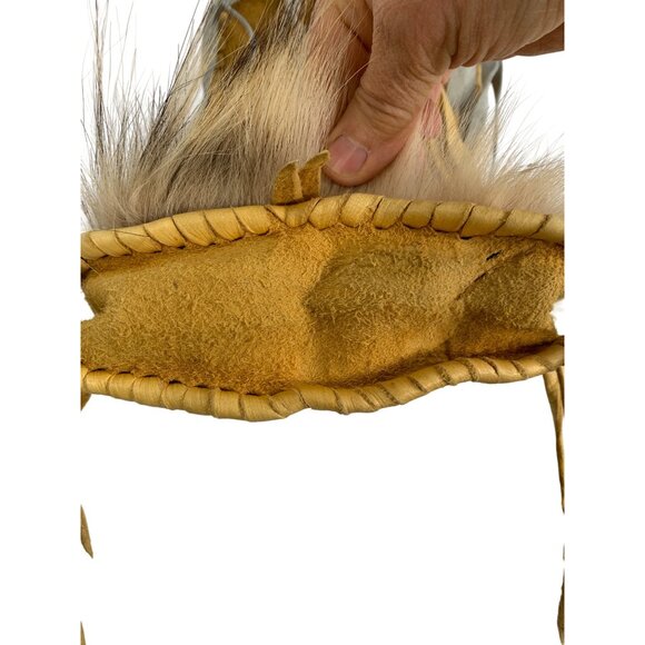 Handmade Buckskin Fur Leather Native American Medicine Herb Bag C10526 - Picture 7 of 9